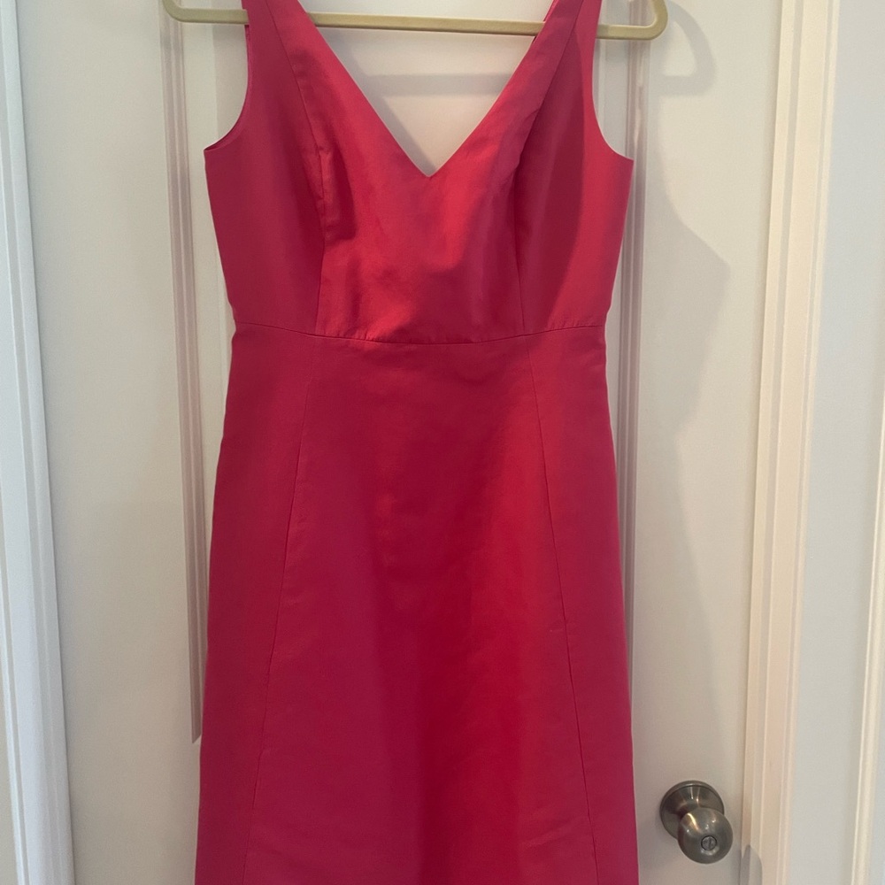 J. Crew Red Sheath Midi Dress V-Neck Sleeveless